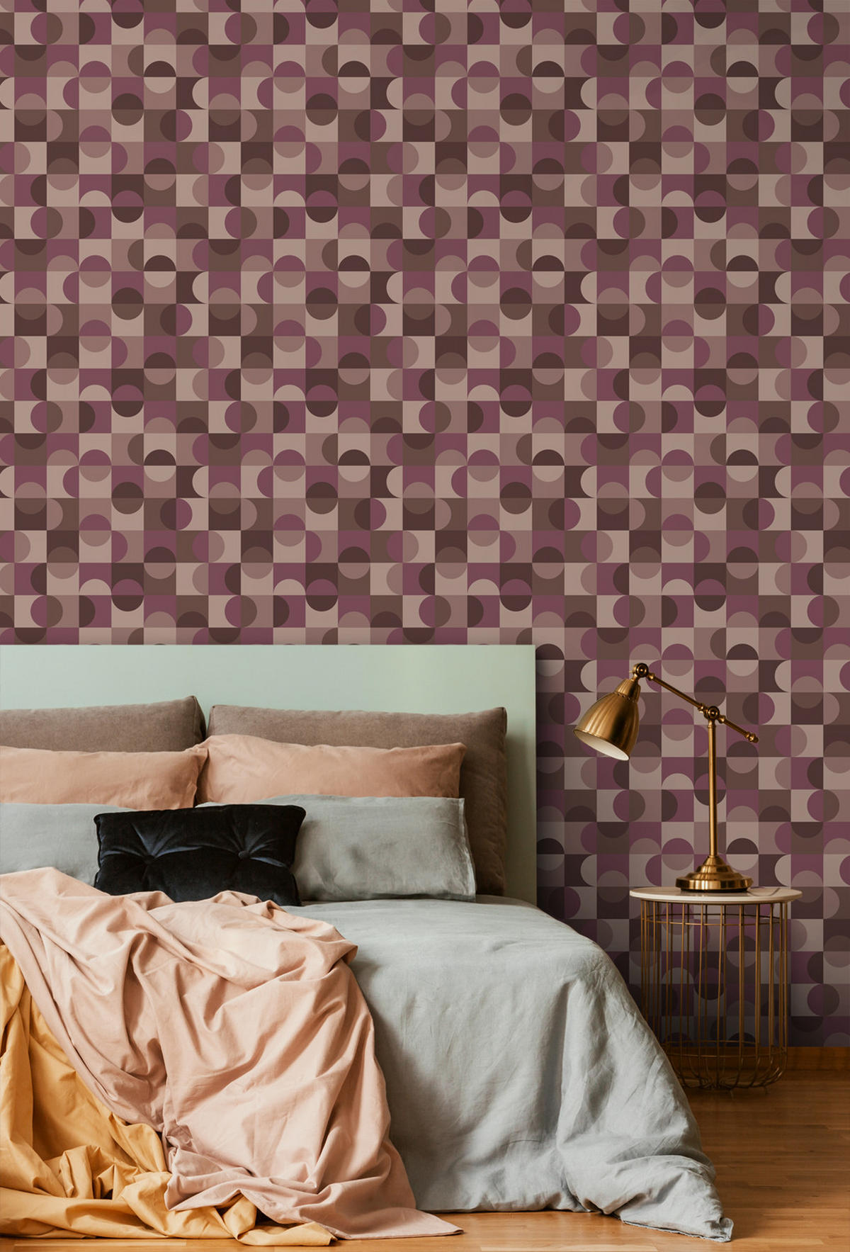 TAPETE Kreise im Bauhaus-Stil 50 x 900 cm - Lila, Papier (50/900cm) - ESTAhome