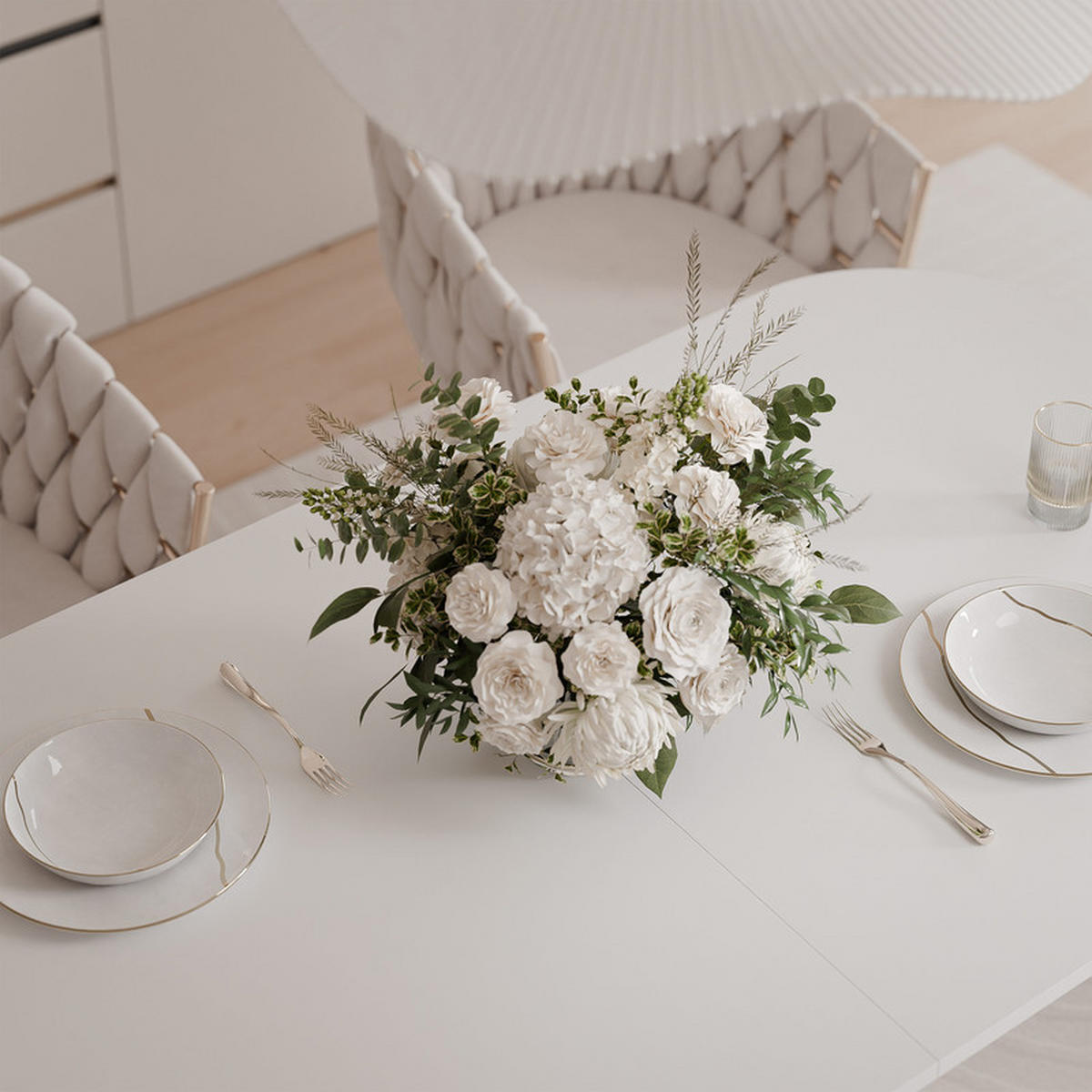 AUSZIEHTISCH PADMIN 140/80/76 cm, Weiß - Weiß, Holzwerkstoff/Metall (80/140/76cm) - Idohome