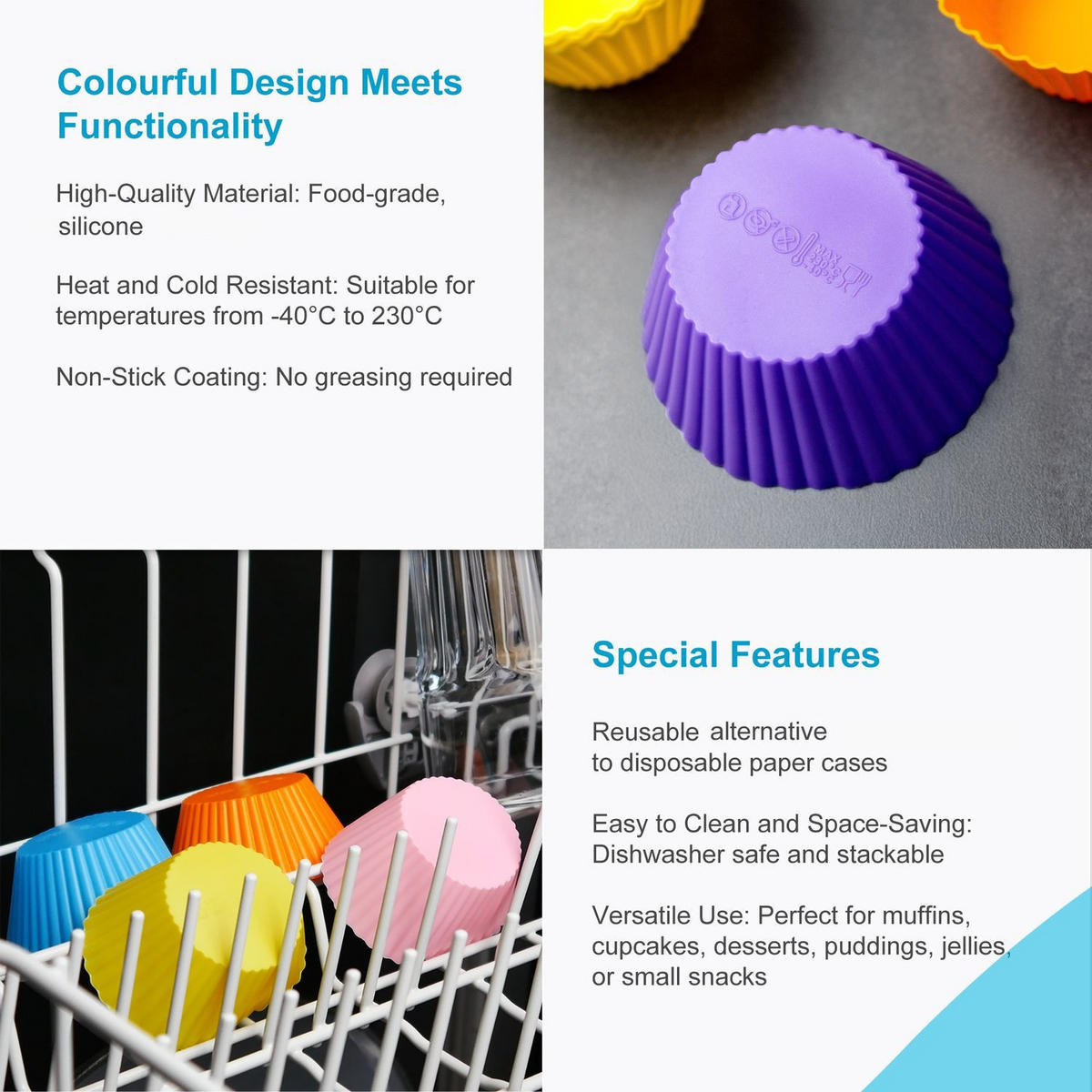 MUFFIN CUPCAKE FORMEN (12 Stück) - Multicolor, Kunststoff (7/3.2/7cm) - Intirilife