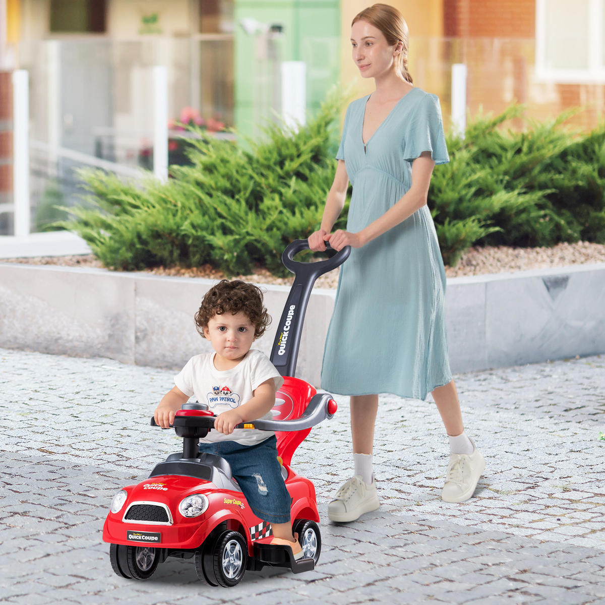 SCHIEBEWAGEN Rot - Rot, Kunststoff (43/84/89cm) - COSTWAY