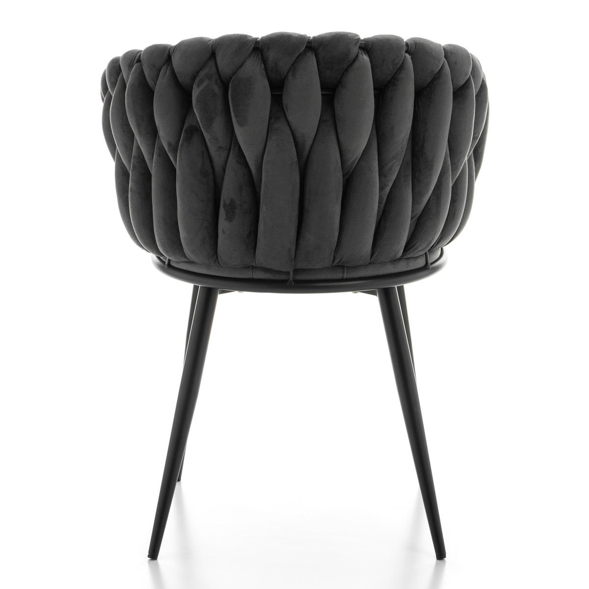 STUHL LATINA gepolstert mit Steppung - grau - Samt Velours - Schwarz/Grau, Textil/Metall (60/83/55cm) - NEW HOME