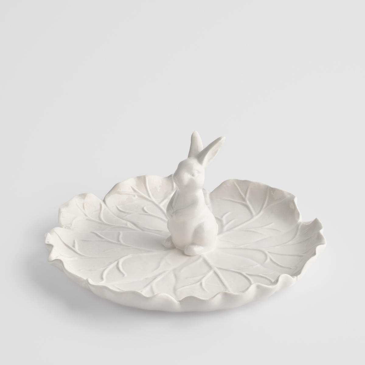 SERVIERTELLER Whitebunno - Weiß, Stein (25.6/11.7/25.6cm) - home&you