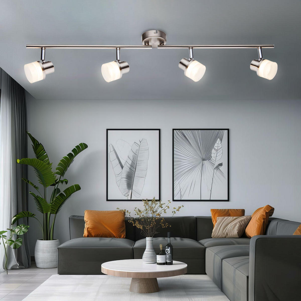 LED DECKENLEUCHTE FRISO Silber Chrom - Silberfarben, Metall (80/8/13.9cm) - Globo Lighting