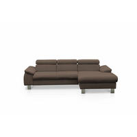ECKSCHLAFSOFA mit Echtlederbezug, Schlaffunktion & Bettkasten - Chromfarben/Dunkelbraun, Leder/Holz (166/244cm) - Cotta