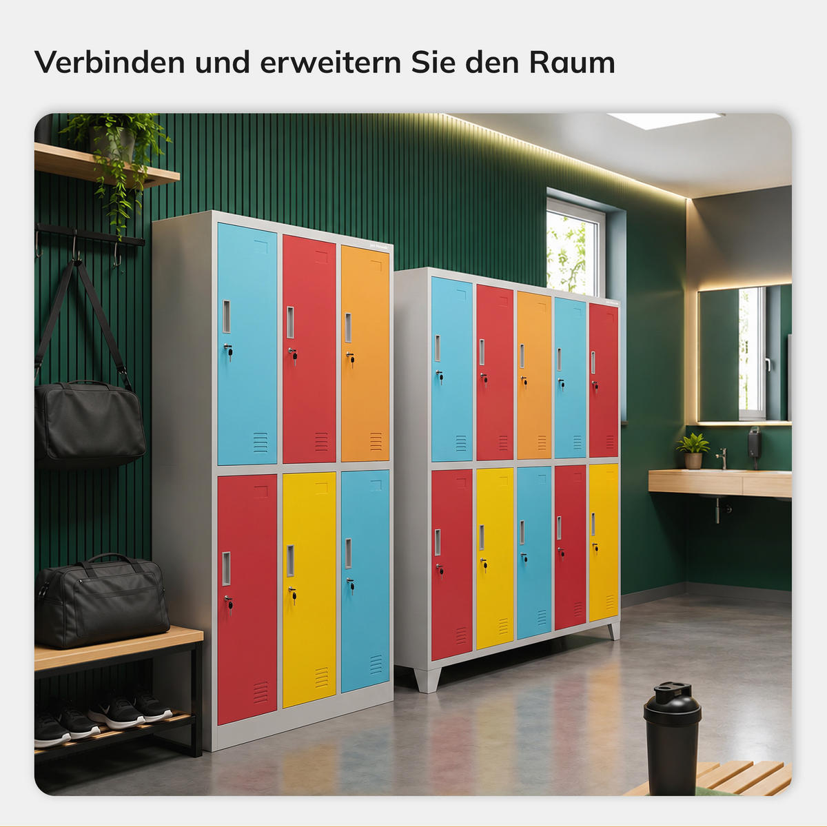 ARBEITSSCHUTZ-GARDEROBENSCHRANK IGOR 185x90x45 cm - Blau/Gelb, Metall (90/185/45cm) - Jan Nowak