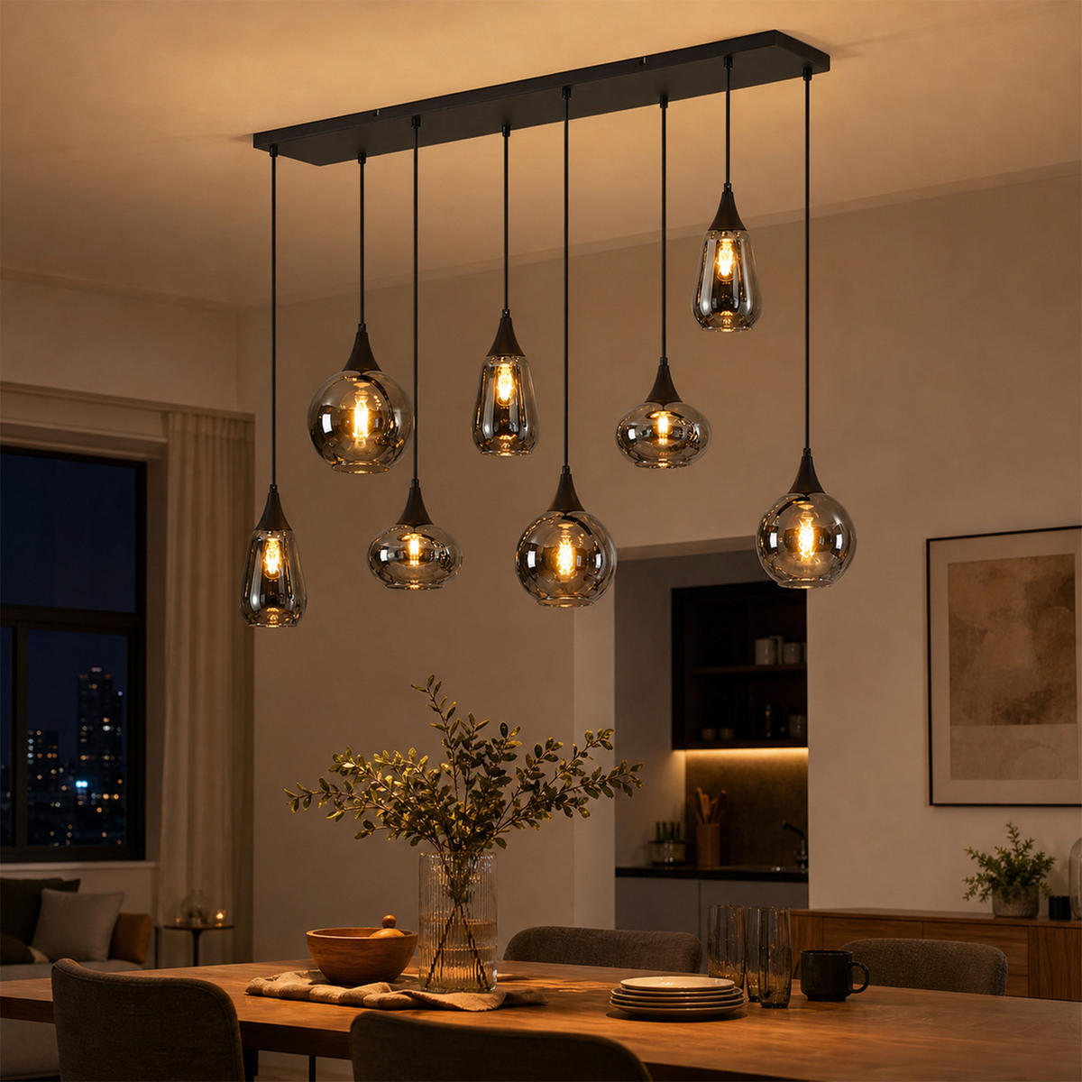 PENDELLEUCHTE Glornax 126/20/150 cm - Schwarz, Glas/Metall (126/20/150cm) - ZMH
