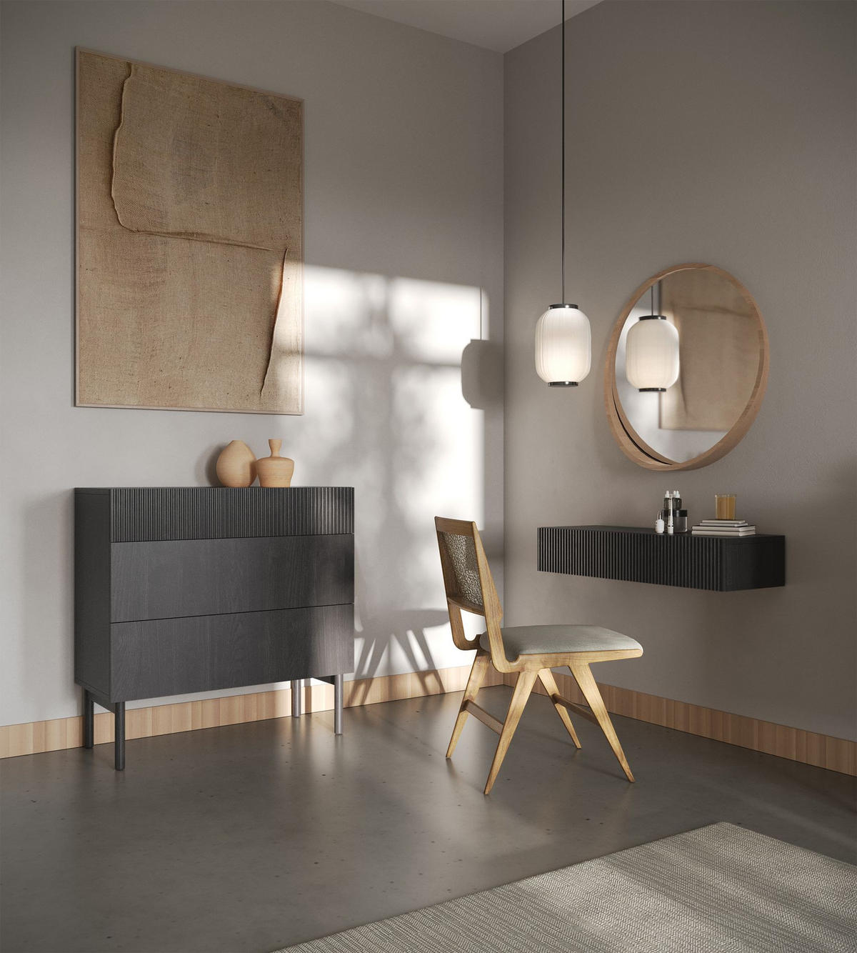 KOMMODE Nolie Holzoptik Esche Schwarz 90 cm - Schwarz, Holz/Holzwerkstoff (90/90.6/38cm) - Selsey