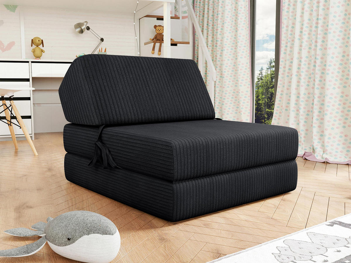 KLAPPSOFA Kevin Cord - Schwarz, Textil (73/58/90cm) - MIRJAN24
