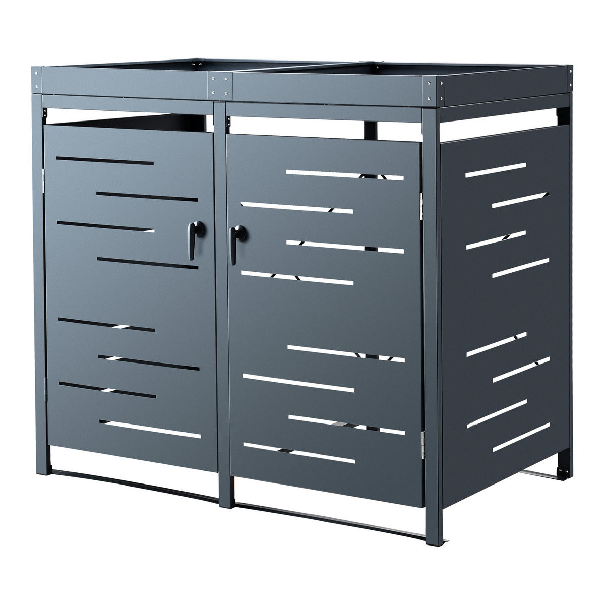 MÜLLTONNENBOX Salching - Anthrazit, Metall (132/122/80cm) - [en.casa]