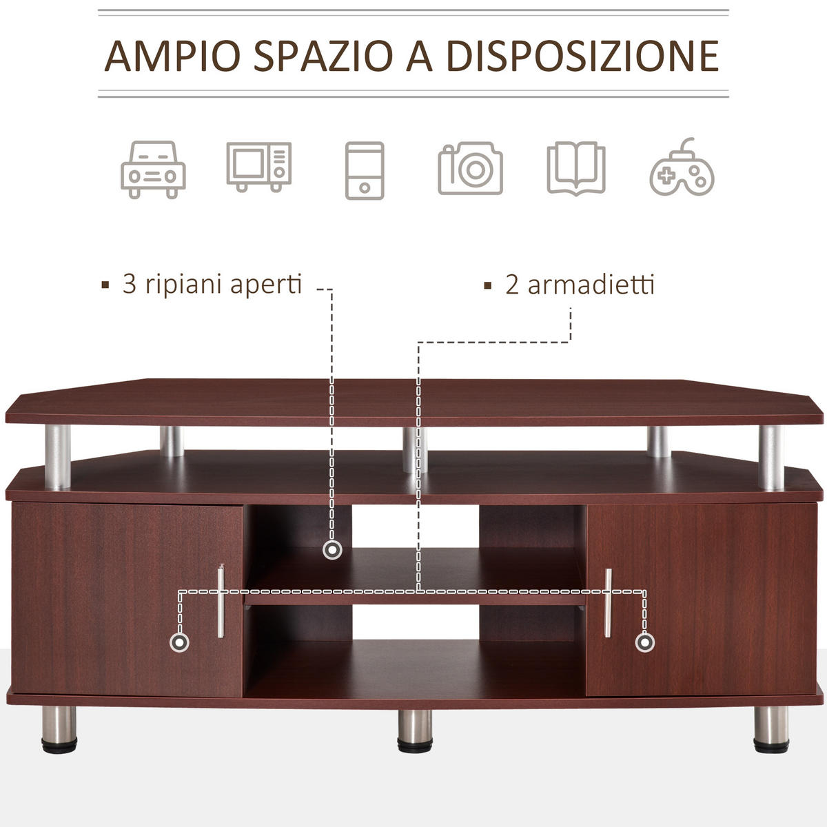 TV-MÖBEL Braun 1 Stück - Braun, Holzwerkstoff (120/52/39.5cm) - GiPP