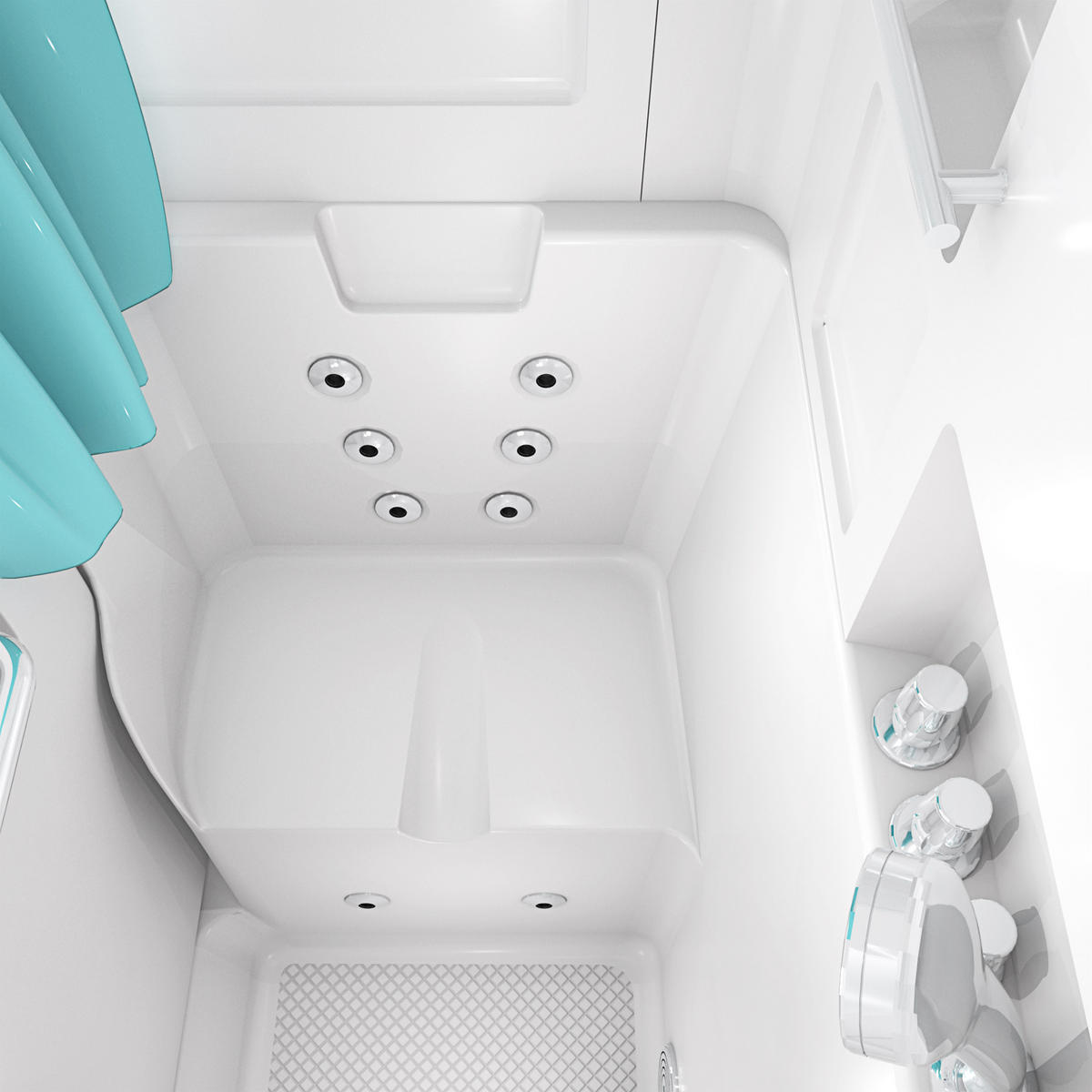 SENIORENDUSCHE Wanne Whirlpool S02D-WP-TH-A-L 78x100x205cm - Weiß, Glas/Kunststoff (78/100/205cm) - AcquaVapore by Sandra Jentho