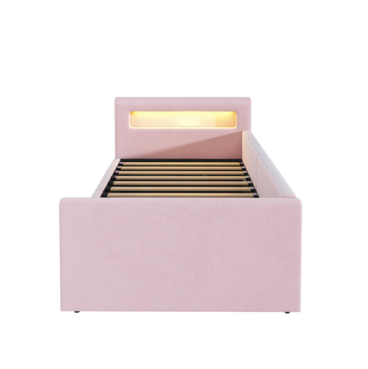 POLSTERBETT 90/200 cm Rosa aus Samtstoff mit Stauraum - Rosa, Textil (90/200cm) - OKMYHOME