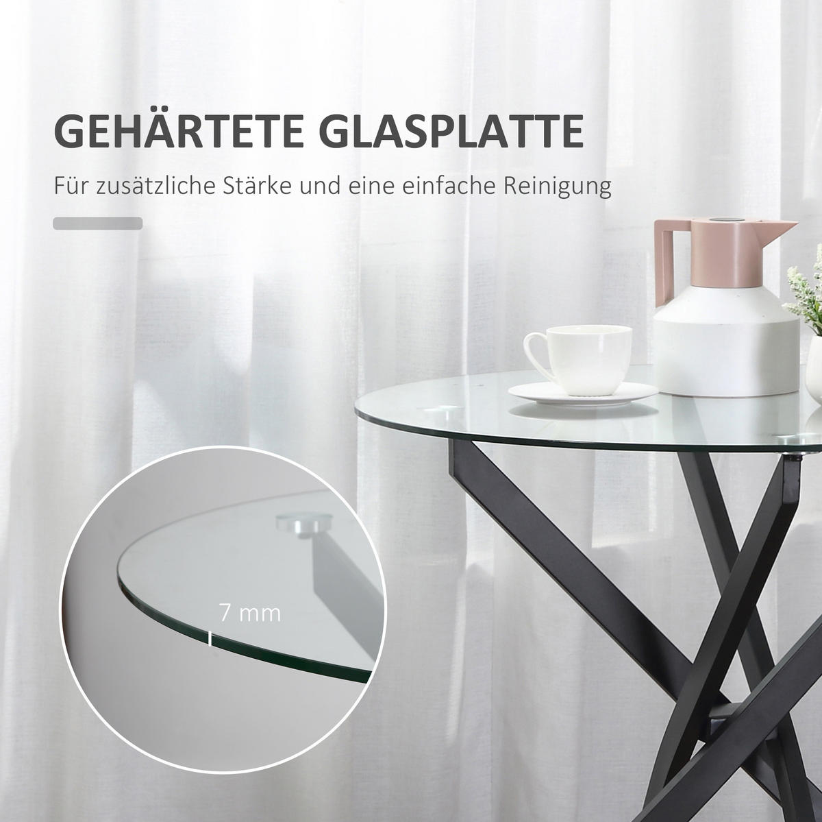 COUCHTISCH 80/80/75 cm Schwarz aus Glas und Stahl mit Sicherheitsglas - Schwarz, Metall (80/80/75cm) - OKMYHOME