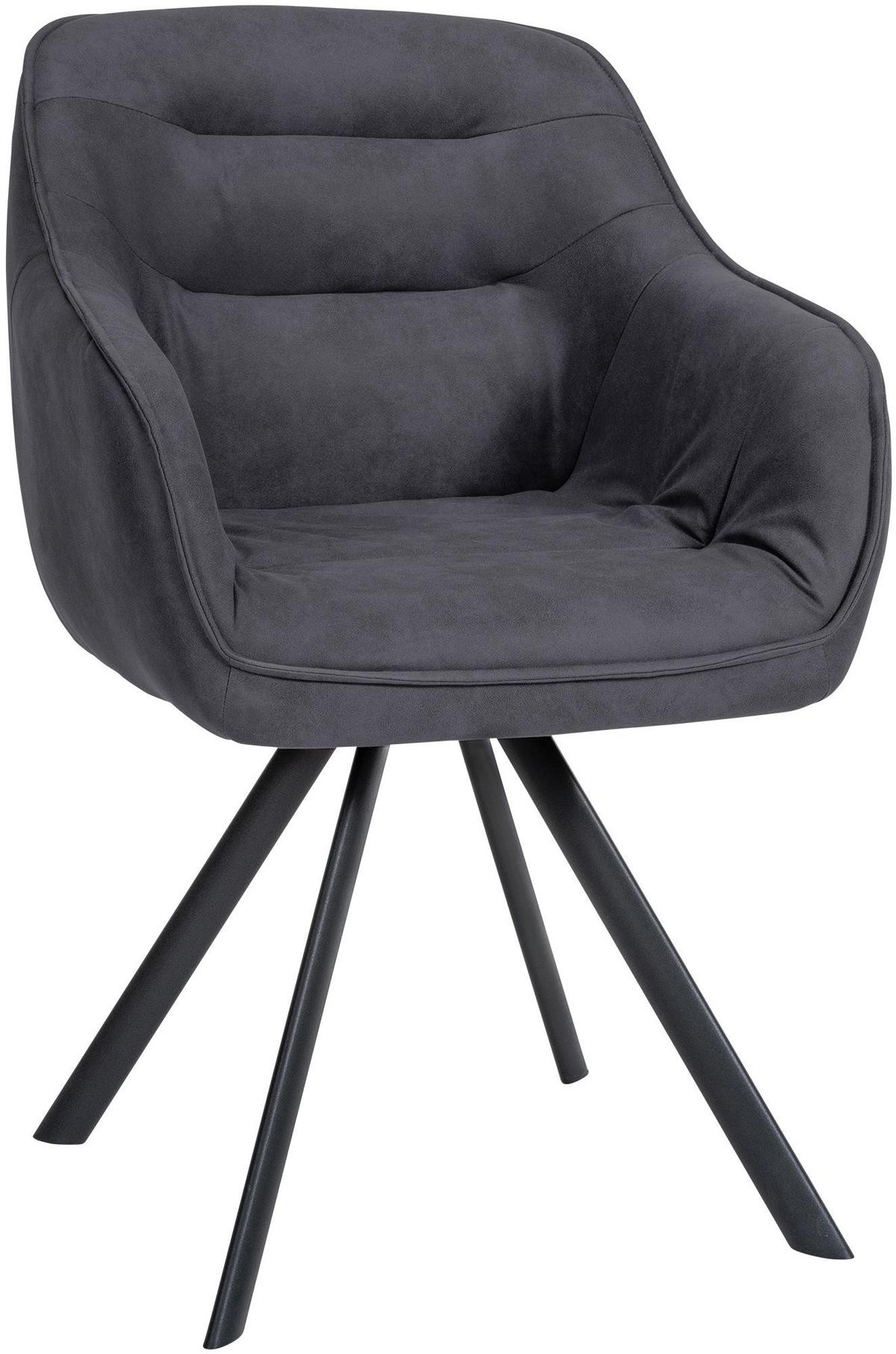 ARMLEHNENSTUHL Vintage Stoff schwarz - Schwarz, Textil/Metall (57/90/63cm) - CLP