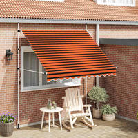EINZIEHBARE Markise Handbetrieben 250 cm Orange und Braun - Multicolor, Textil (250/1/1cm) - furnicato