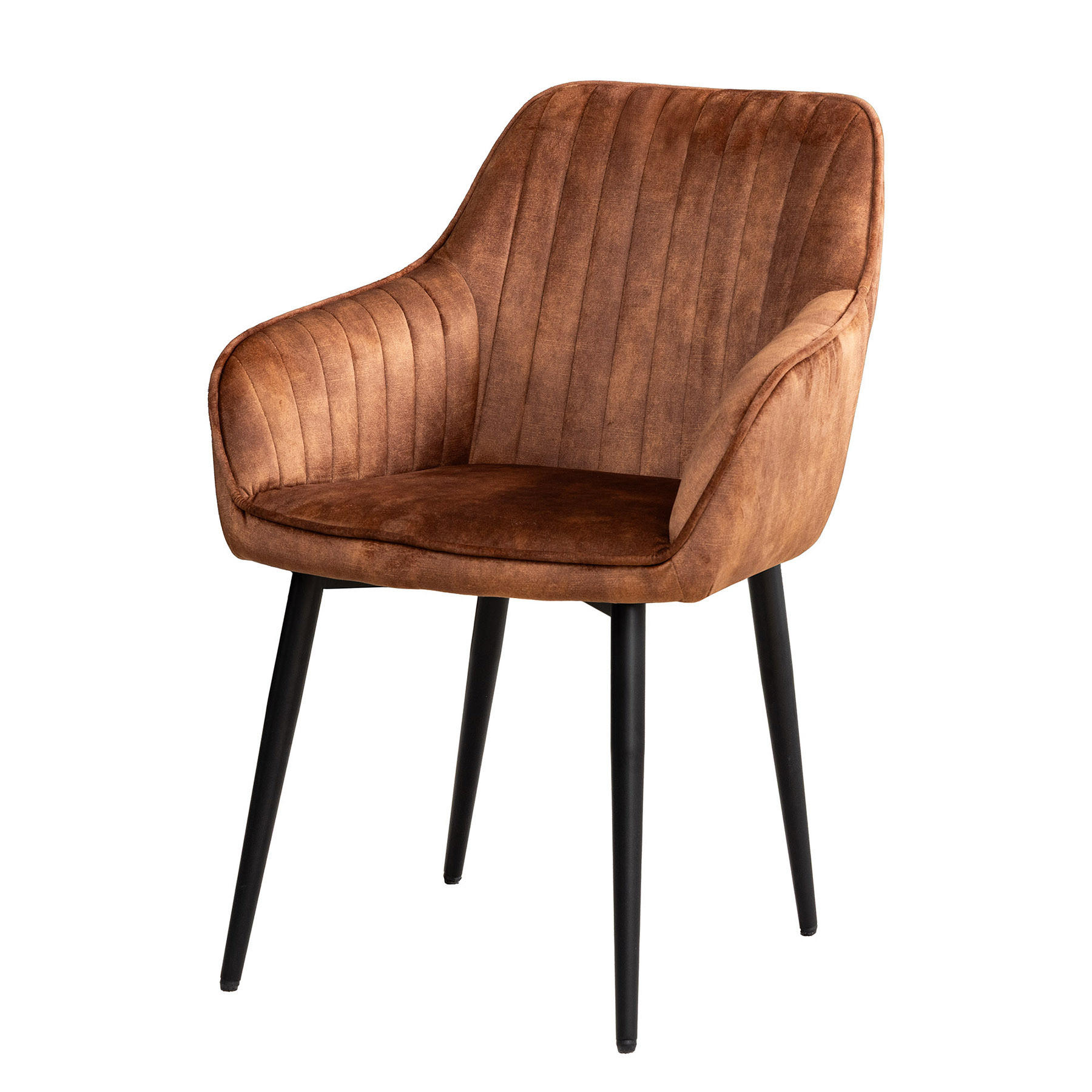 STUHL TURIN Samt Braun 85 cm - Cognac/Schwarz, Textil/Metall (60/84/61cm) - riess-ambiente