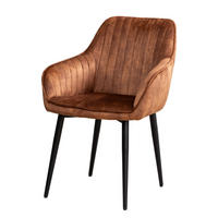 STUHL TURIN Samt Braun 85 cm - Cognac/Schwarz, Textil/Metall (60/84/61cm) - riess-ambiente