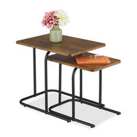 2-TLG.SATZTISCH-SET - Braun, Holzwerkstoff/Kunststoff (35/48/42cm) - Relaxdays