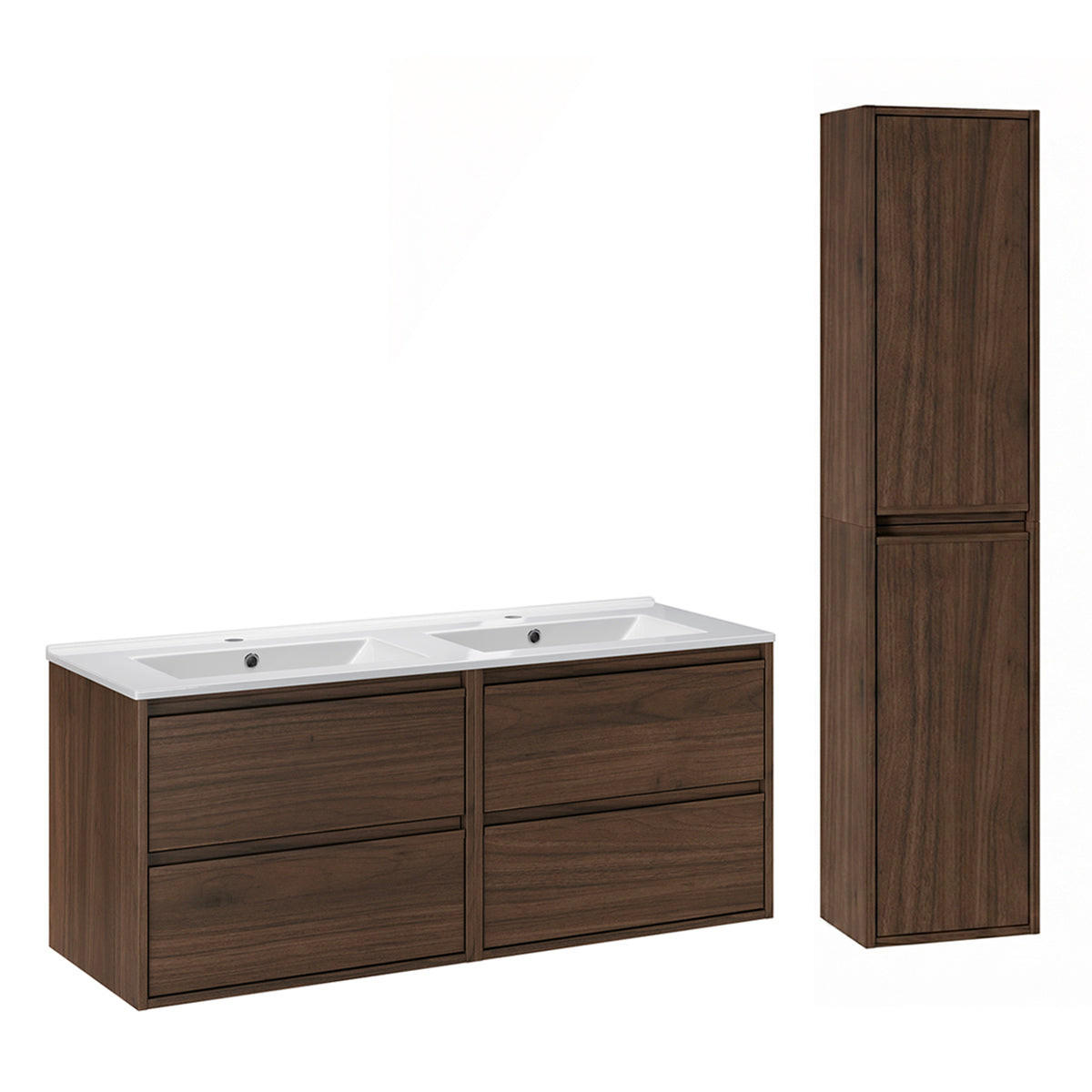 BADMÖBEL 121cm Edmé 2er-Set Holz - Braun, Holzwerkstoff (121/52/46cm) - Petits-meubles