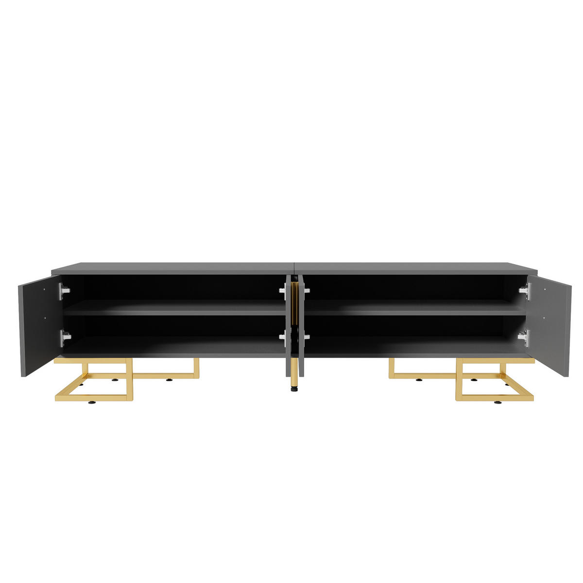 TV komoda z dřevotřísky, 170/40/45,5 cm šedočerná se 4 dvířky - šedá, kompozitní dřevo (170/45.5/40cm) - BEAOK