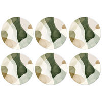 GLASUNTERSETZER Japandi - Abstrakt - Grün Tischuntersetzer 10x10 cm - Dunkelgrün, Naturmaterialien (10/0.2cm) - MuchoWow