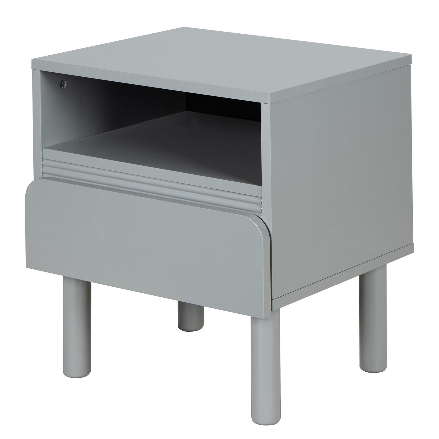 NACHTKOMMODE - Teilmassivholz - Grau, Holzwerkstoff/Metall (48/55/40cm) - home24