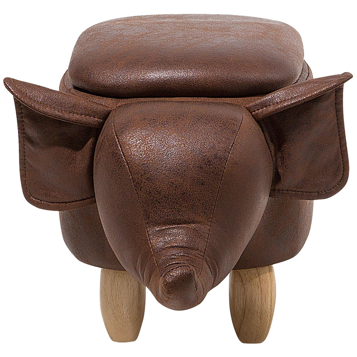 HOCKER Elephant 32/70/35 cm - Braun, Kunststoff/Textil (70/35/32cm) - Beliani