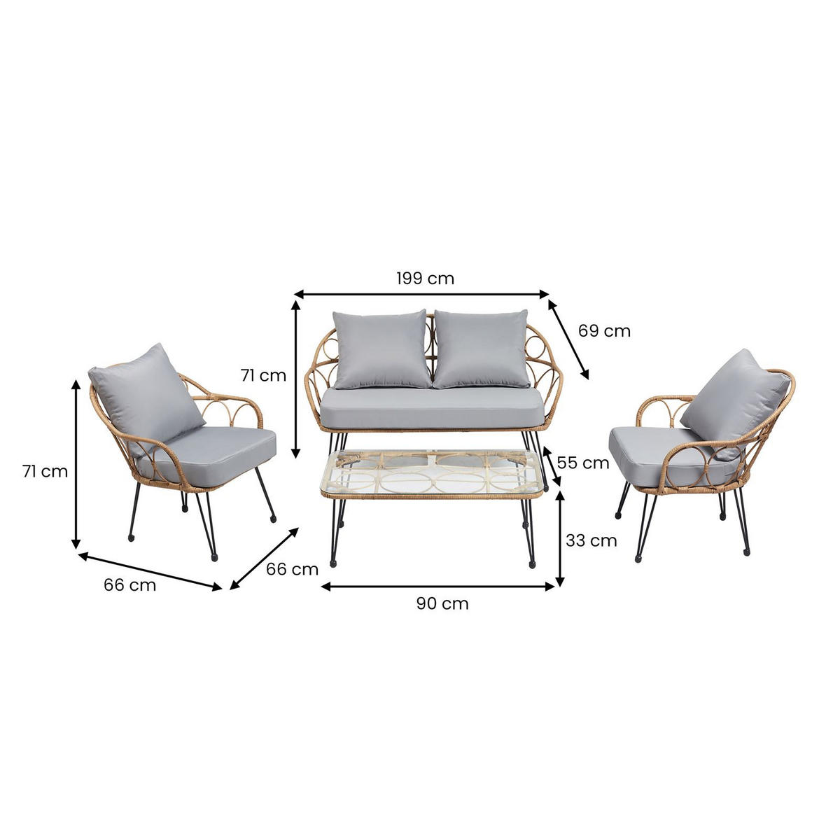 GARTENMÖBELSET CAIRO - Braun, Textil - IDIMEX