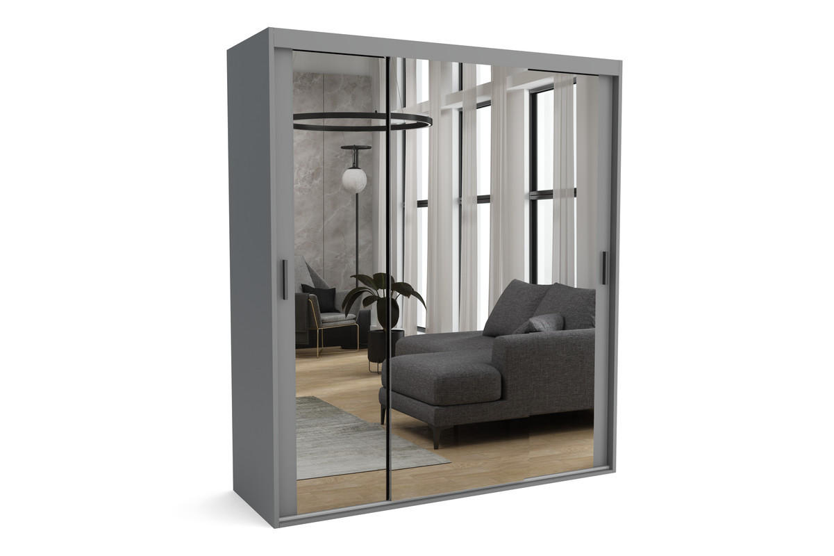 Furnlux Kleiderschrank Grau 260x205x60 cm