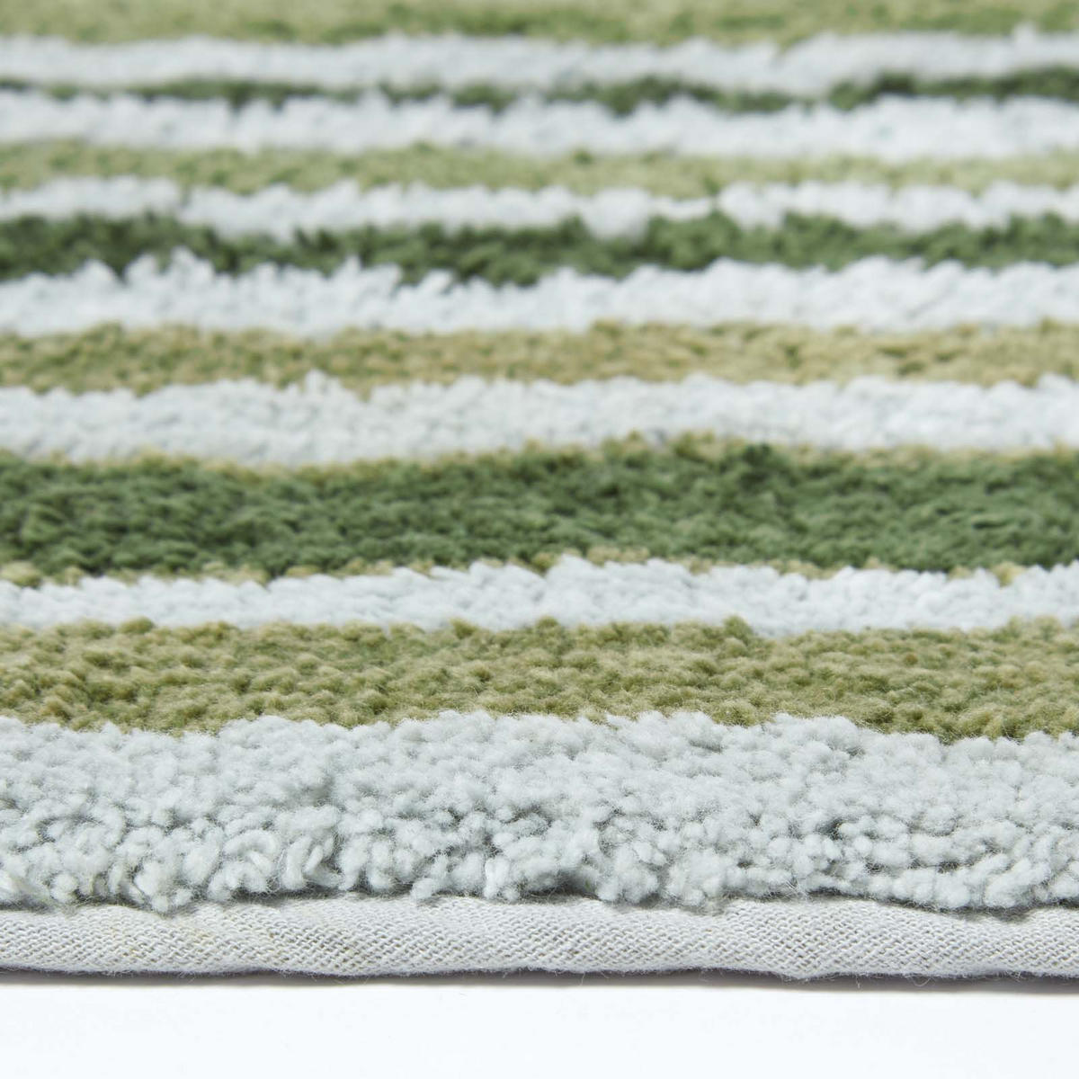 BADEMATTE 50/80 cm gestreift, Baumwolle - Grün, Textil (50/80cm) - Homescapes