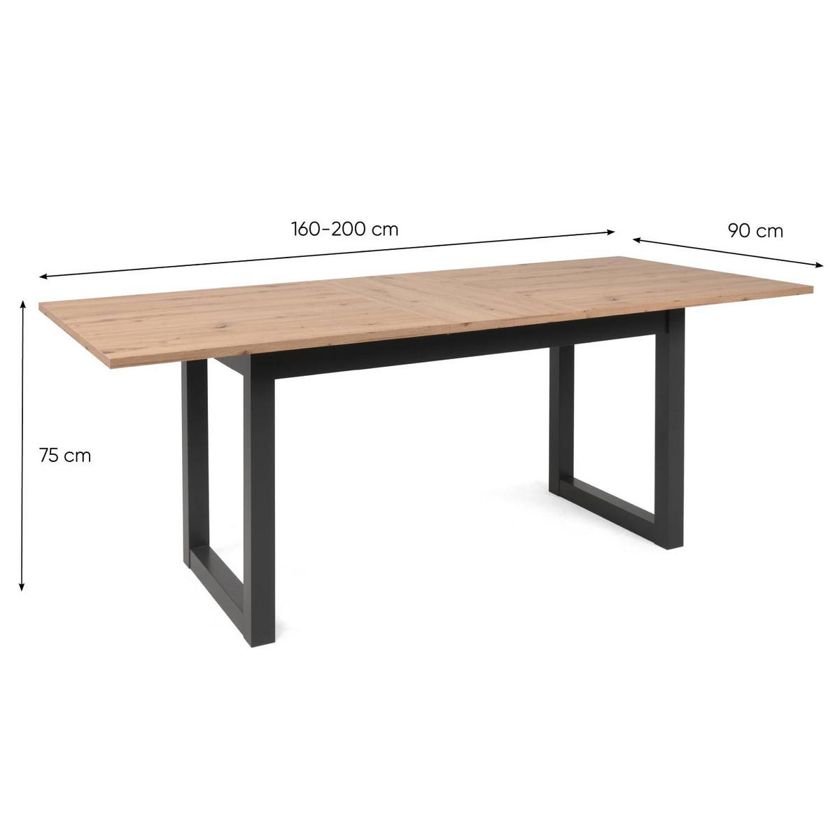ESSTISCH in Holzwerkstoff 160-200/90/75 cm ausiehbar - Schwarz/Braun, Holz (90/160/75cm) - Homestyle4u