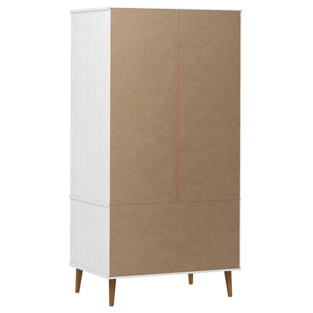 KLEIDERSCHRANK Molde Weiss 90/55/175 Cm Massivholz Kiefer - Weiß, Holz (55/175/90cm) - vidaXL