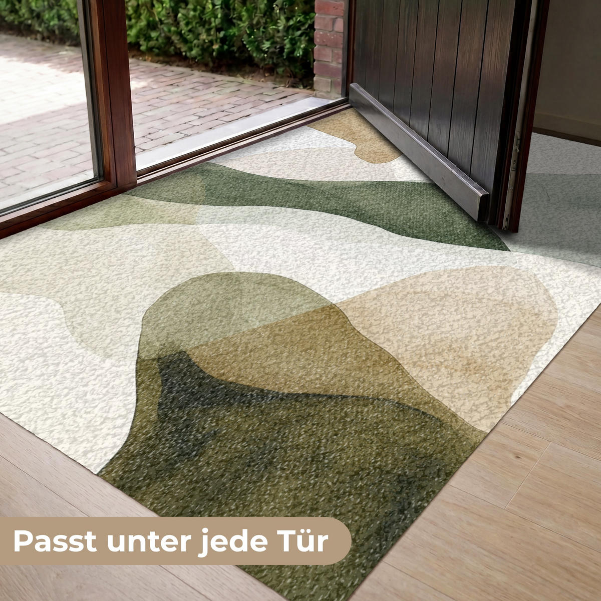 FUSSMATTE Japandi - Abstrakt - Grün Schmutzfangmatte 150x90 cm - Multicolor, Kunststoff (150/90cm) - MuchoWow