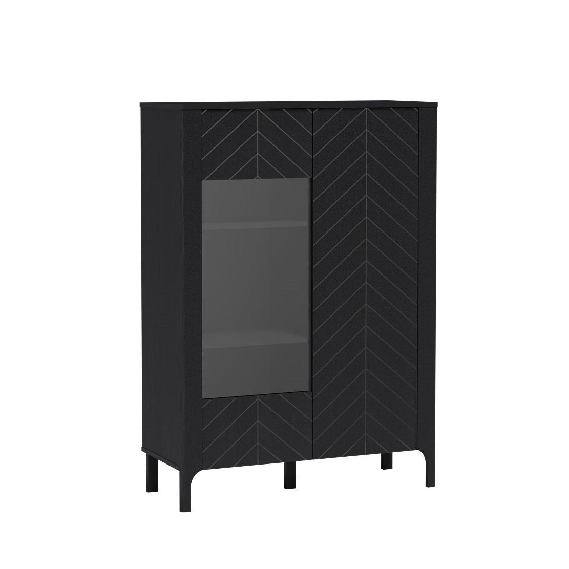 VITRINE Lumi Schwarz, zweitürig - Schwarz, Holzwerkstoff (103/145/41cm) - Bettso