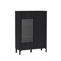 VITRINE Lumi Schwarz, zweitürig - Schwarz, Holzwerkstoff (103/145/41cm) - Bettso