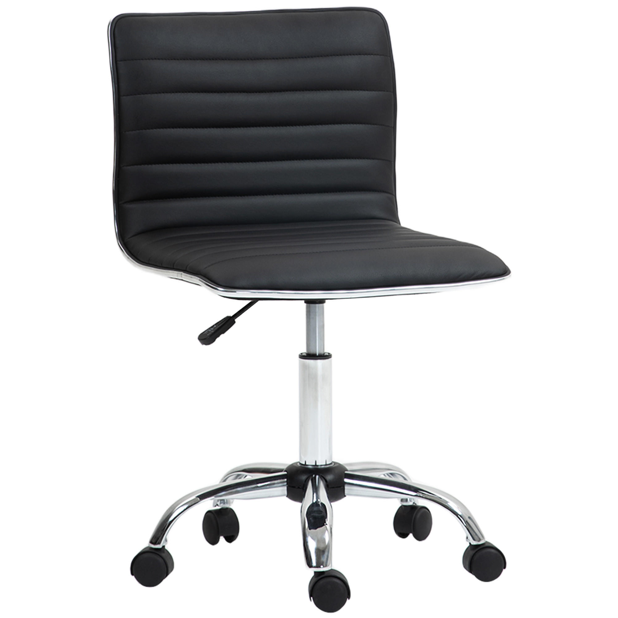 BÜROSTUHL mit Rückenlehne, höhenverstellbar Drehstuhl mit Rollen Schwarz - Schwarz, Kunststoff (52/90/48cm) - HOMCOM
