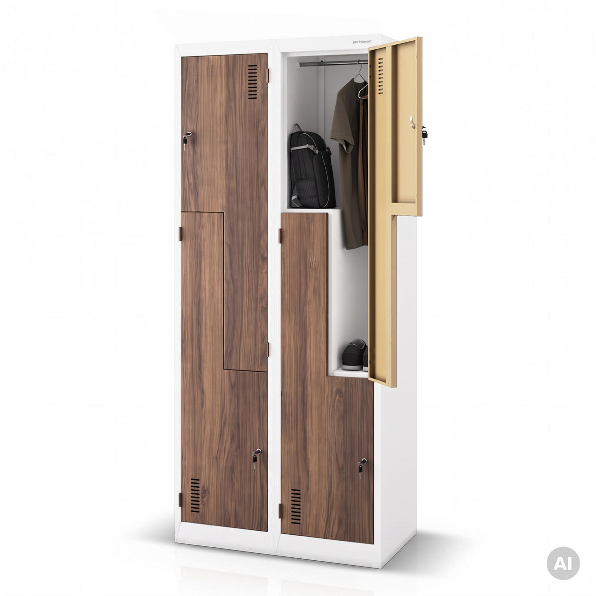 KLEIDERSCHRANK Typ L JULIA 185x80x45 cm - Nussbaumfarben/Weiß, Metall (80/185/45cm) - Jan Nowak