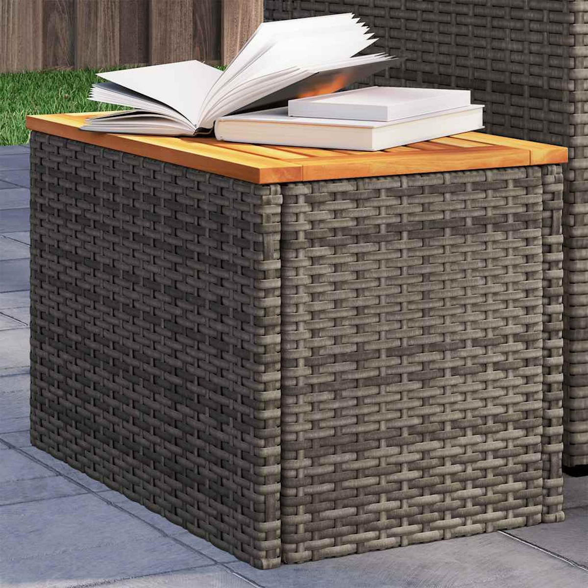 GARTEN-BEISTELLTISCHE 2 Stk. Grau 55/34/37Cm Poly Rattan Holz - Grau, Kunststoff (55/34/37cm) - vidaXL