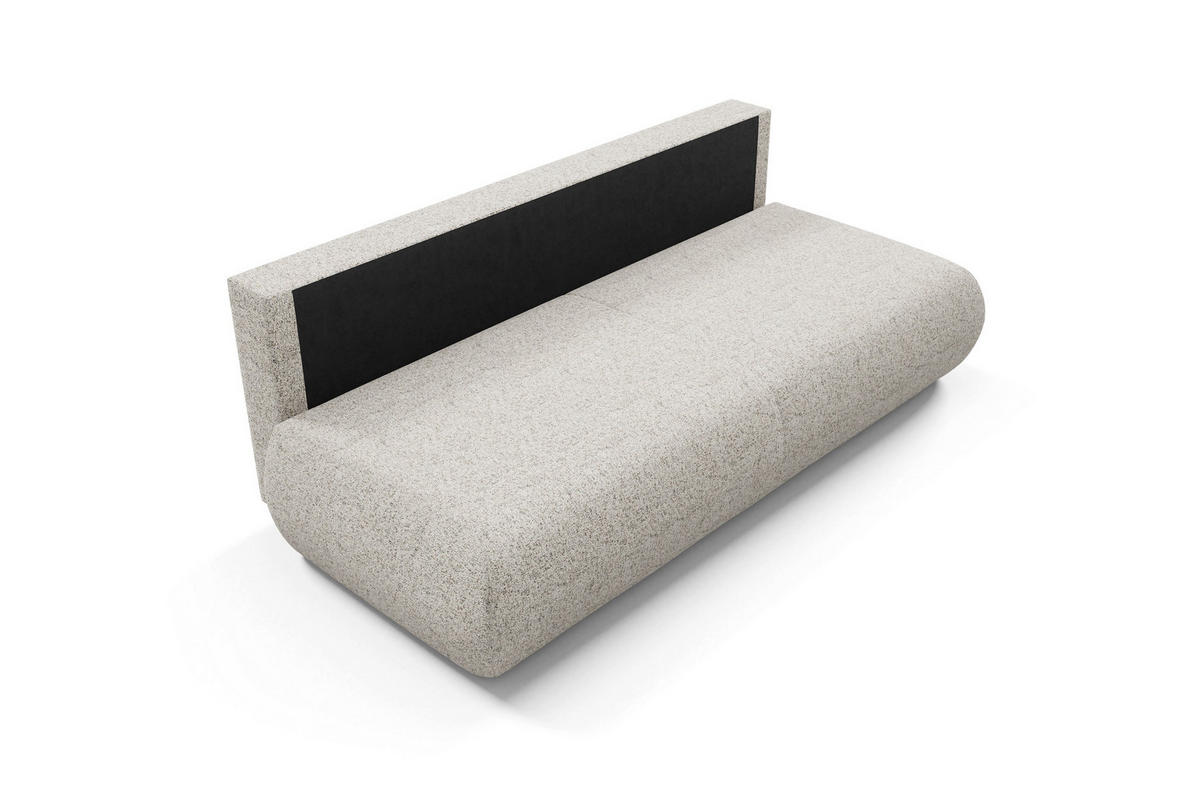 BETTSOFA DELTA Beige Geflochtener Stoff mit Schlaffunktion - Beige, Holz (214/74/100cm) - MASSENO