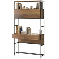 COMPUTERTISCH mit Regalen und Schubladen 185 cm hoch - Braun, Holzwerkstoff (45/100/185cm) - Gisaae