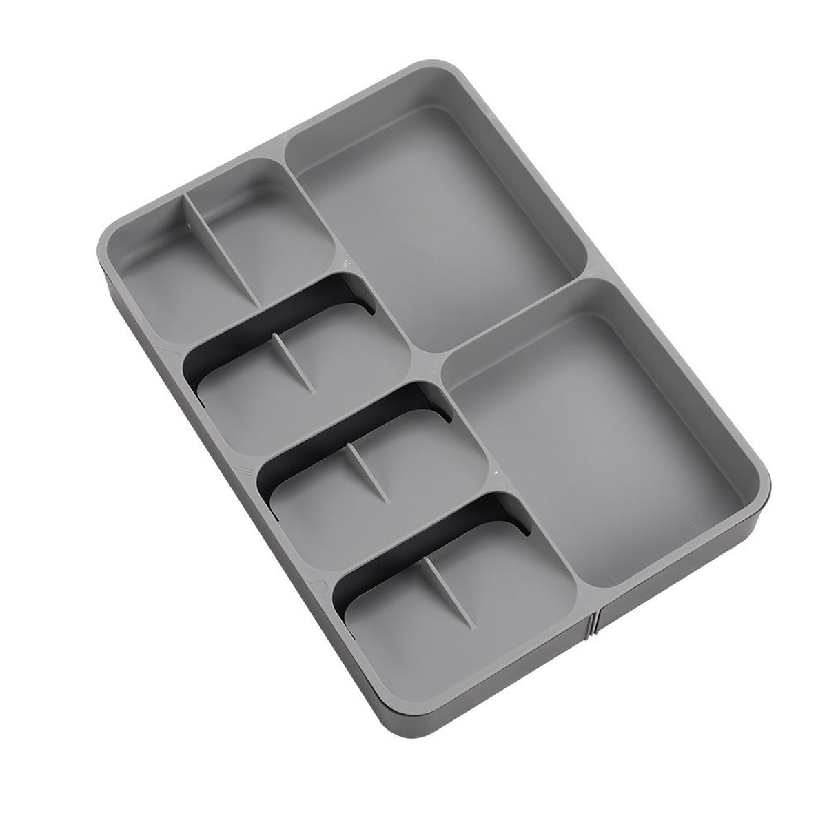 BESTECKORGANIZER Verstellbar für Schubladen aus PP in Grau Rechteckig Umweltfreundlich & ungiftig Ordnung schaffen 28 x 39 x 5,5 cm - Grau, Kunststoff (28/3.5/29cm) - Livingandhome