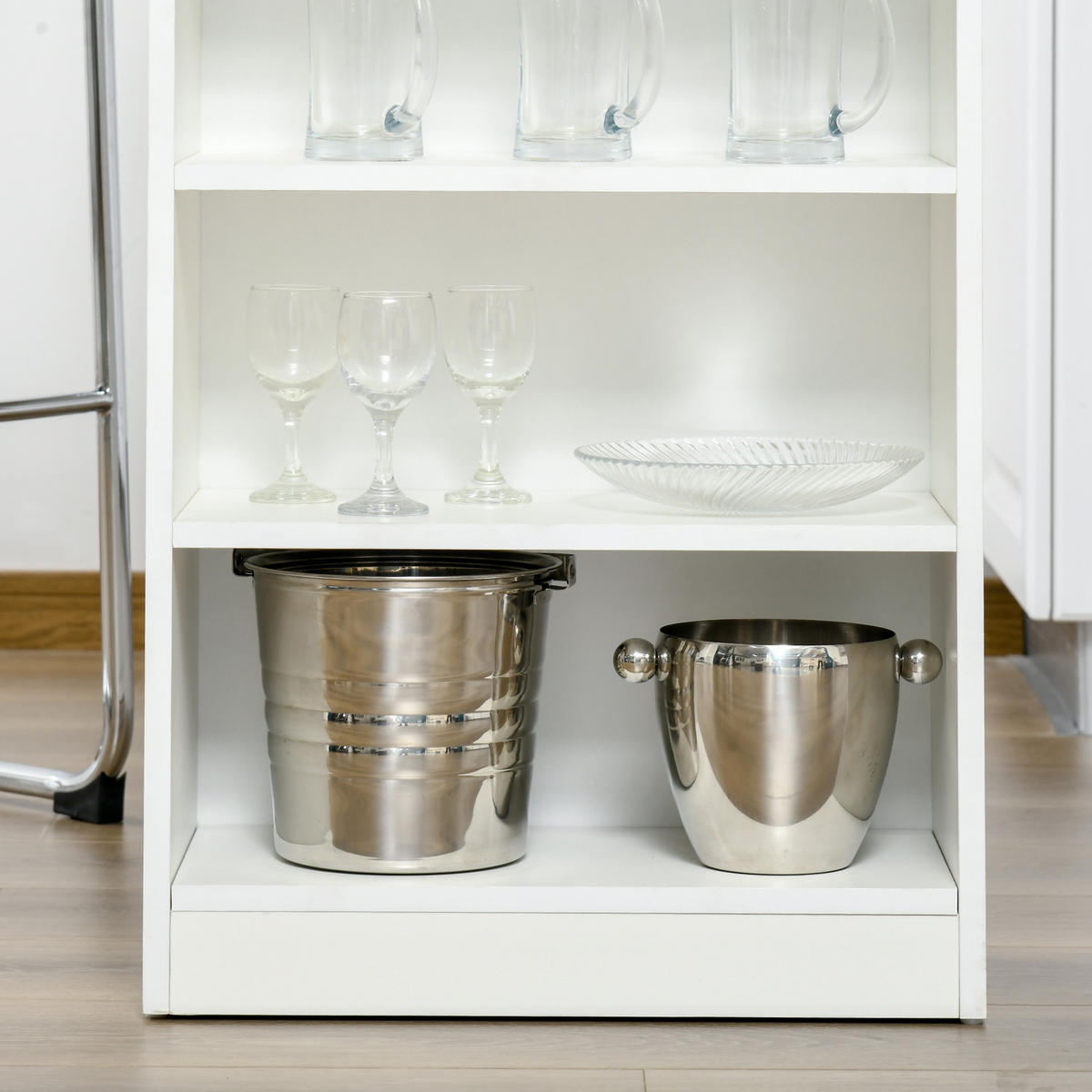 BARTISCH DE-14799 4 offene Ablagen Weiß/Grau - Grau, Holzwerkstoff (115/50/102.7cm) - ComfortXL