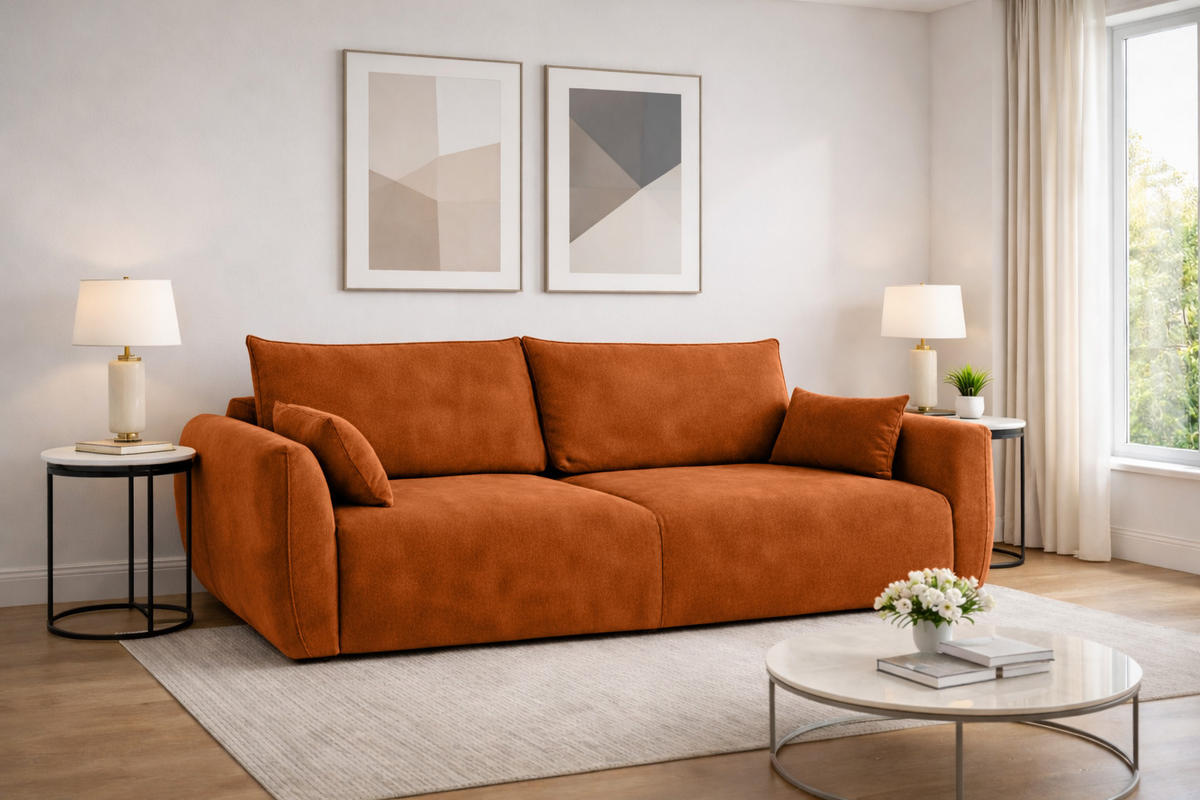 SOFA Mit Schlaffunktion Und Bettkasten, Veloursstoff Salvador, Braun, Zephira - Braun, Holz (238/87/102cm) - Kaiser Möbel