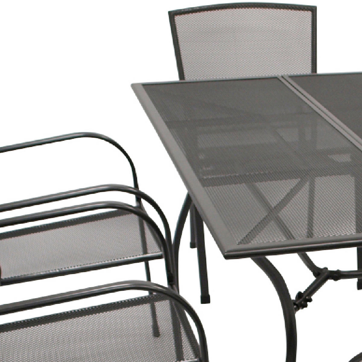 SITZGRUPPE Glasgow - Garten-GARTEN-GARNITUR 7-teilig Classic, Gartenessgruppe aus Streckmetall anthrazit - Grau, Metall - TPFGarden