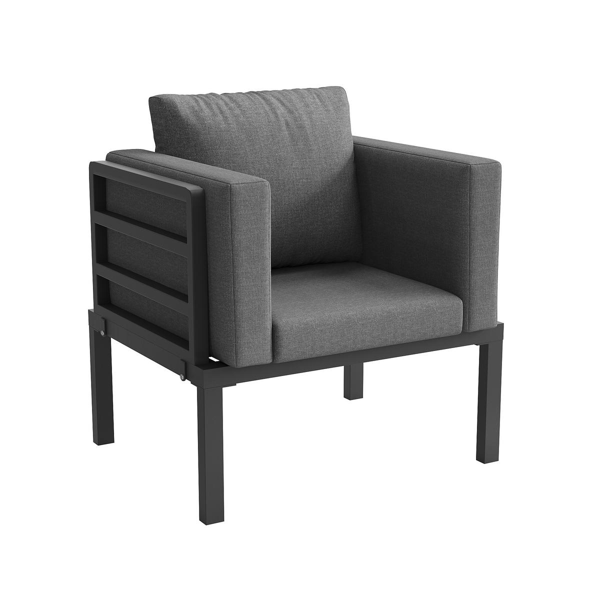 LOUNGEGARNITUR für 8 Personen,Halbmond-förmiges,Wetterfeste - Grau, Metall - KOMHTOM