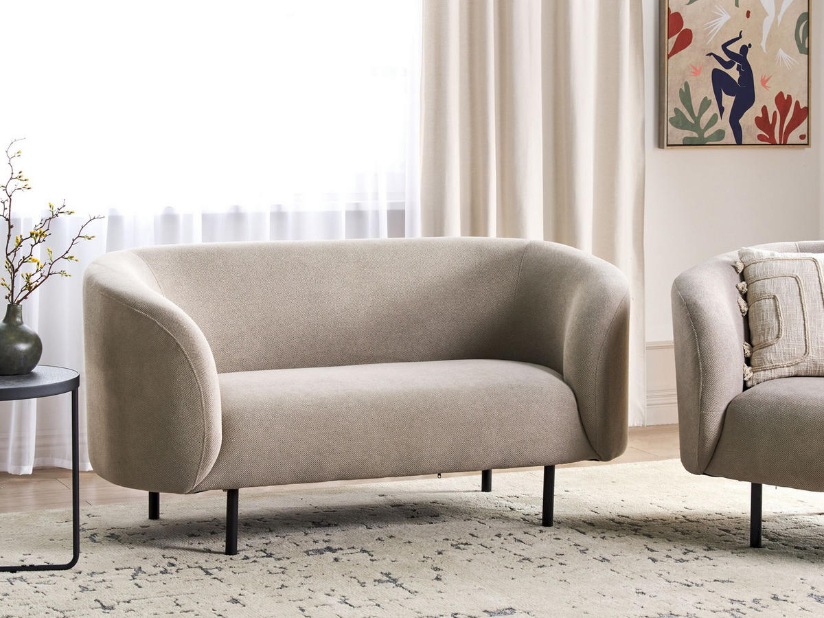 2-SITZER-SOFA Stoff taupe/schwarz Loen - Beige/Schwarz, Textil (155/79/70cm) - Beliani