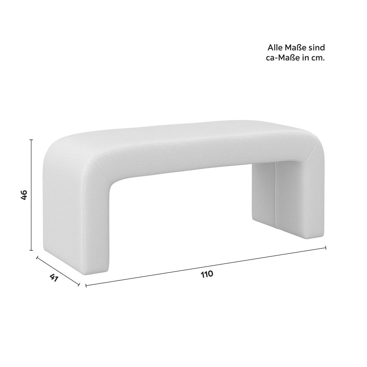 HOCKERBANK Janina Grau Bouclé Gepolstert - Grau, Holz (110/46/41cm)