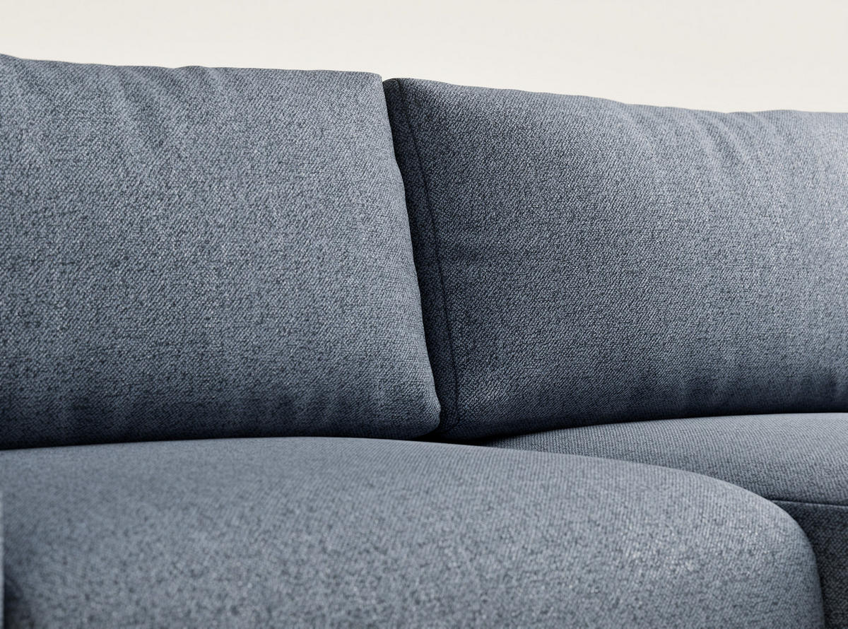 ECKSOFA MIT SCHLAFFUNKTION Numba Blau Webstoff - Blau/Schwarz, Holz/Holzwerkstoff (253/153cm) - Maison de Reve