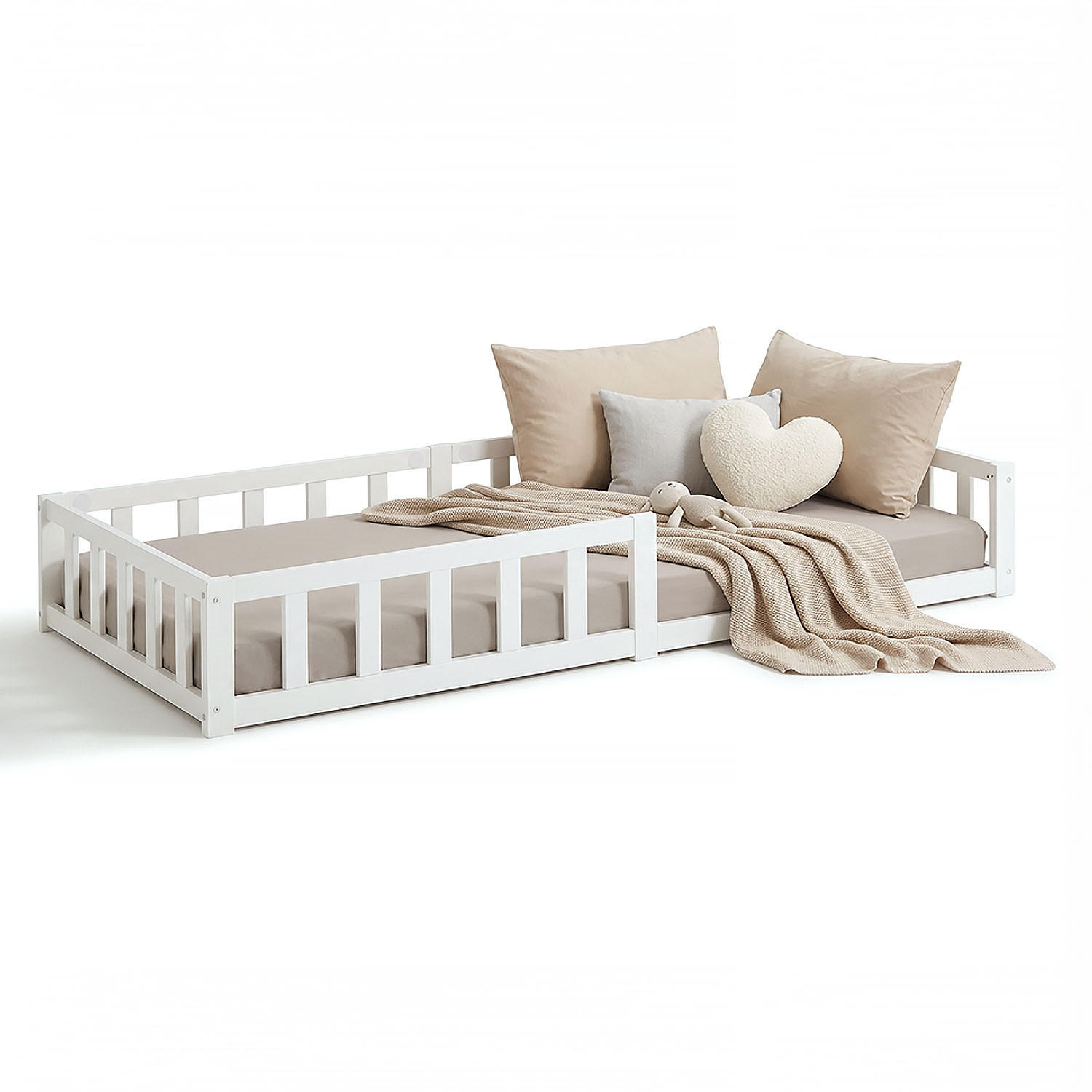 BODENBETT weiß 90/200 cm - Weiß, Holz (90/200cm) - Homestyle4u