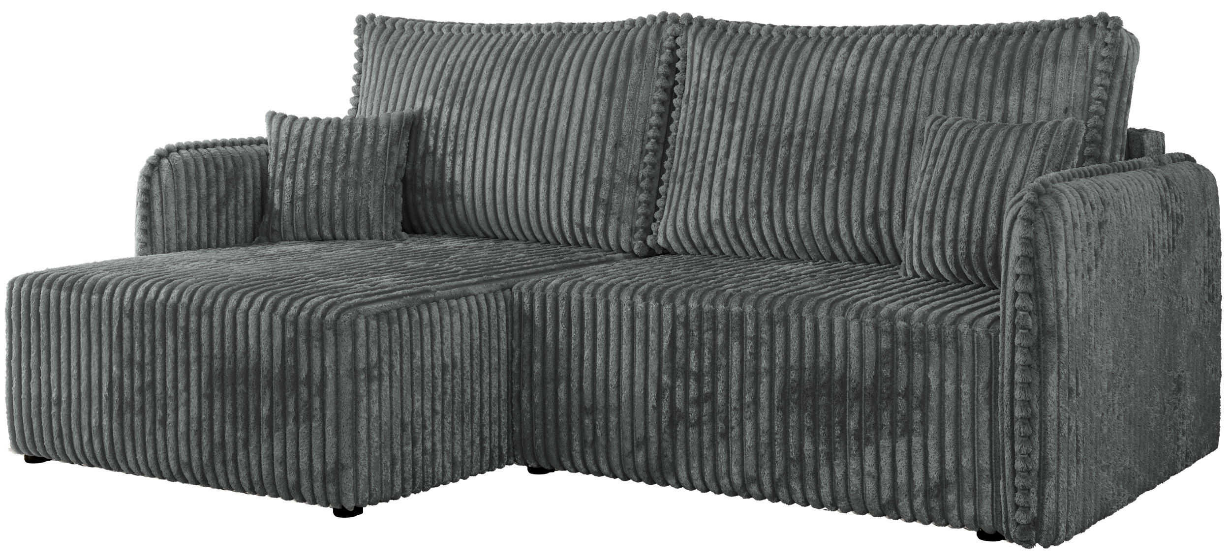 ECKSCHLAFSOFA MESTO L Dunkelgrau Cord - links - Dunkelgrau/Schwarz, Kunststoff/Textil (227/147cm) - MKS